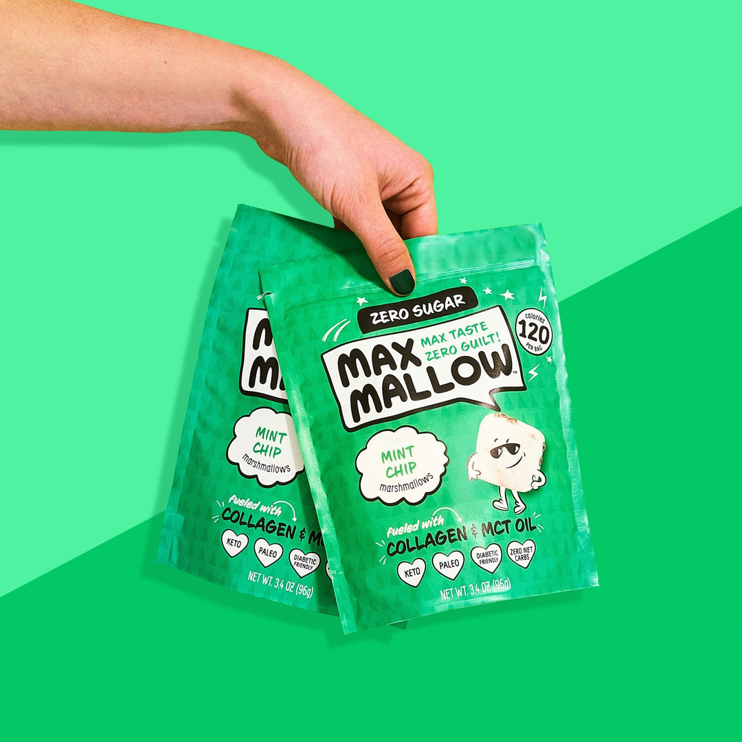 NEW Know Brainer Max Sweets Low Carb Keto Mint Chip Max Mallow - Atkins, Paleo, Diabetic Friendly Health Snack - Gluten Free, Soy Free & Zero Sugar marshmallow Non-GMO Ketogenic 3 pack 10.2oz - Max Sweets